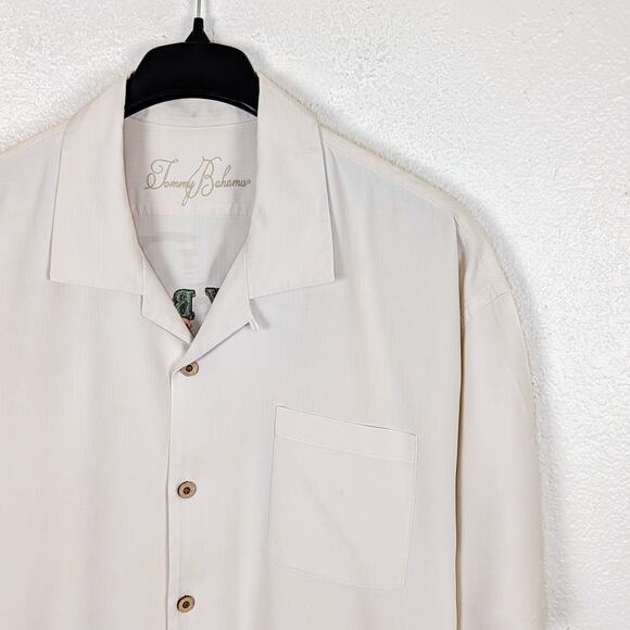 Tommy Bahama Men's 2XL Camp Shirt Rum Bar Embroidered Beige Silk - Picture 4 of 10